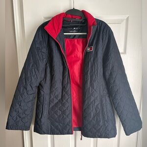 Tommy Hilfiger Navy Blue All-Weather Jacket with Red Interior